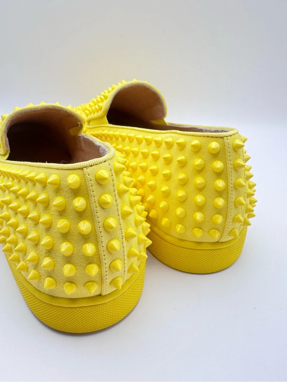 Christian Louboutin Roller Boat Yellow Spiked Suede Slip-On Sneakers Size 43
